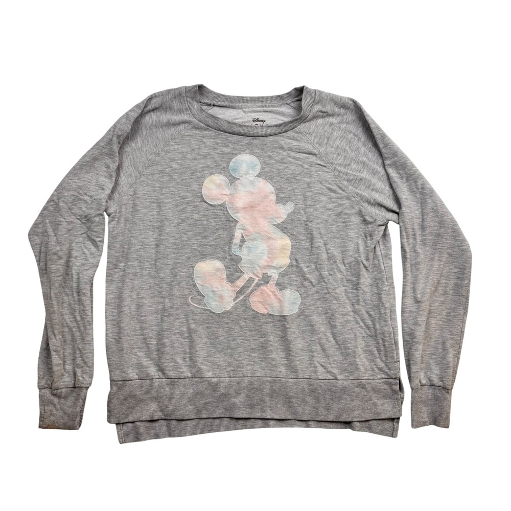 Disney Mickey Mouse Sleepwear Top Light Heather Grey Tie Dye Graphic Medium 8-10